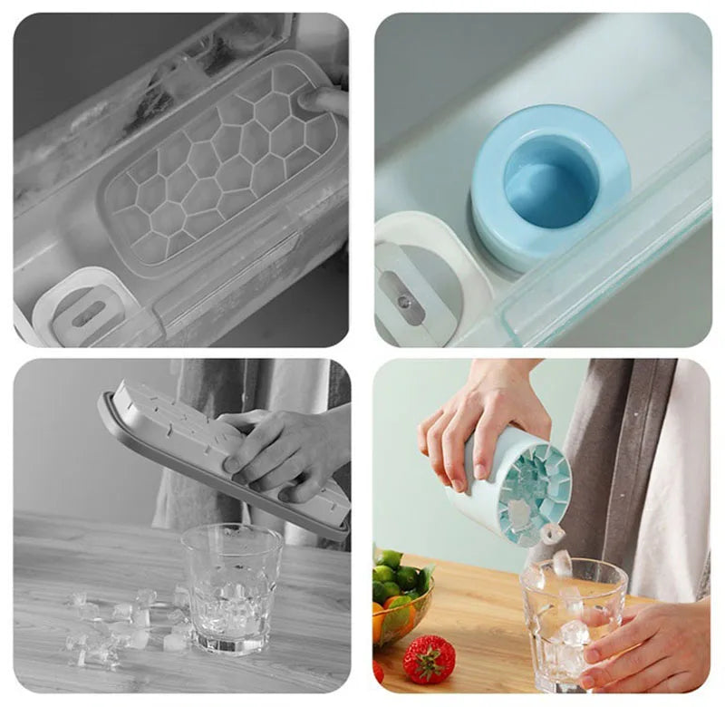 Easy-Release Silicon Ice Cube Maker With Storage Container