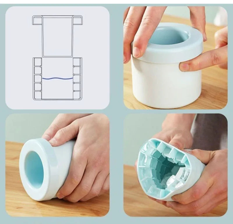 Easy-Release Silicon Ice Cube Maker With Storage Container