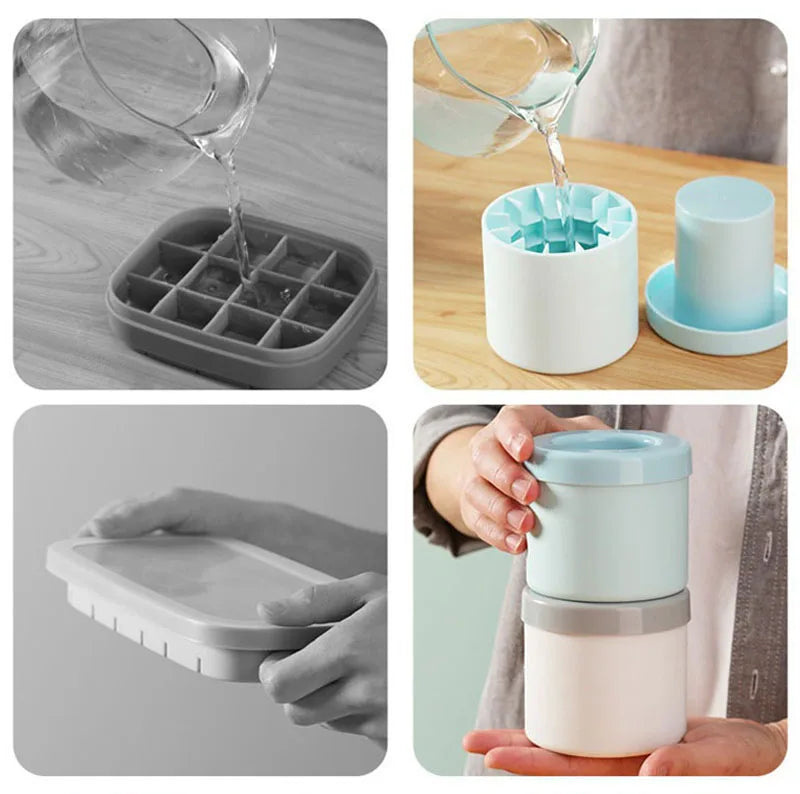 Easy-Release Silicon Ice Cube Maker With Storage Container